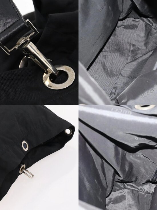 GUCCI Backpack Nylon Black Silver 019 0585 Auth bs33437